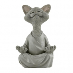 Meditacija Katė Statula Sėdi Kačiukas Derva Figūrėlė Zen Joga Gyvūnų Skulptūra Namų biuras S pilka
