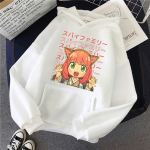Naujas Anime Spy X &Scaron;eimyninis megztinis Anya Forger Harajuku Kawaii Manga Grafinis megztinis su gobtuvu, laisvalaikio gatvės apranga unisex XS balta