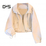 Moteri&scaron;kas krovininis paltas su gobtuvu Laisvas grynos spalvos paltas ilgomis rankovėmis Užsegamas užtrauktuku Trumpas rai&scaron;telis su ki&scaron;enėmis Plona moteri&scaron;ka kelioninė striukė XXL juoda