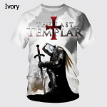 Knights Templar Graphic mar&scaron;kinėliai vyrams 3D God Wills It Print Mar&scaron;kinėliai Cruciata Teuton Order mar&scaron;kinėliai Cool Cross trumpomis rankovėmis L