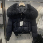 Winte Žalias Kailinis Apykaklės Parkas Pūkinis Paltas Sutir&scaron;tintas &Scaron;iltas Sniego Parkas Moteri&scaron;kas Laisvas Pūkinė Striukė Vir&scaron;utiniai Drabužiai Moterims S juoda