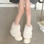 Women Winter Fashion Plush Snow Boots Increase Thick Sole Non-slip Ladies Gentle Korean Warm Short Boots Zapatos De Mujer 35 balta