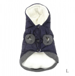 Striukė, megztiniai, žieminė pūkinė striukė, naminis paltas su gobtuvu, &scaron;ilti drabužiai dideliems ir vidutiniams &scaron;unims (L (Krūtinė: 44 cm, kaklas: 29 cm), Mėlyna) L mėlyna