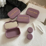 1vnt Ins Letter Print Kontaktinių lę&scaron;ių dėklas kontaktinių lę&scaron;ių dėklas Beauty Eye Box Ne&scaron;iojama kontaktinių lę&scaron;ių dėžutė su veidrodiniais pincetais