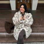 Moteri&scaron;kas leopardo ra&scaron;to dirbtinio kailio paltas, madingas ilgomis rankovėmis, vienaeilis &scaron;varkas, žieminis prabangus &scaron;iltas pastorintas vir&scaron;utinis drabužis XL leopardo ra&scaron;to spalva