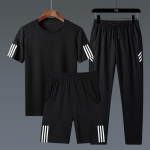 Trijų dalių sportinis kostiumas vyrams Summer New Trend sportiniai &scaron;ortai XXXXXL juoda