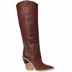 Europos Amerikos Mada Naujas Mados &Scaron;ou Iki Kelių Smailianosiai Medžio Tekstūros Platforminiai Auk&scaron;takulniai Auk&scaron;ti Batai Seksualūs Dideli Moteri&scaron;ki Batai 2024 38 ruda