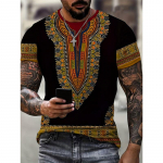 Afrikos etninio ra&scaron;to mar&scaron;kinėliai vyrams Tribal Dashiki 3D marginti mar&scaron;kinėliai Vasariniai laisvalaikio trumpomis rankovėmis laisvi mar&scaron;kinėliai apvaliu kaklu XL