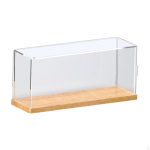 Akrilo skaidraus kolekcionuojamų žaislų vitrinos dėklas, atsparus dulkėms, daugiafunkcis medinis dugnas, skirtas laikyti namuose 30x10x13.5cm