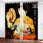 Monkey D Luffy Tamsinanti užuolaida, One Piece, Poliesteris, Animacinis, Tinka miegamajam, Vaikams, Suaugusiems, Kambario dekoravimui, Dovanoms 183x214cm&Grommet Top