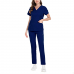 Nursing Scrub Set Work suits Professional Soft Clothing Nurse Top and Pants for SPA Pet Dark Blue M