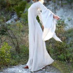 Cosplay Kostiumas S~5XL Didelio Dydžio Suknelė Ilgomis Rankovėmis Apvalia Kaklo Juosta Moteri&scaron;ka Suknelė Helovinas Moteri&scaron;kas Ilgas Sijonas S balta