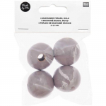 Perles rondes - Bois - 35 mm - Gris - Naturel - Mixte