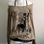 American Vintage Mar&scaron;kinėliai su imituojamomis dviem dalimis Moteri&scaron;ki gatvės drabužiai Hip Hop Gotika Harajuku Grunge Y2k Crop Topai Juodi kaukolės pankroko mar&scaron;kinėliai S