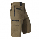 Vyri&scaron;kos sutrumpintos kelnės su daugybe ki&scaron;enių, vidutinio auk&scaron;čio juosmeniu, užsegamos sagomis ir užtrauktuku, tiesaus kirpimo, vienspalvės, kargo &scaron;ortai S juoda