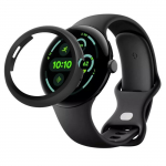 Dėklas, suderinamas su Google Pixel Watch 3 - 45mm - Kietas apsauginis juodas dėklas su grūdintu stiklu ekranui Phonillico&reg;