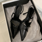 Gatvės Stiliaus Seksualūs Sagtys Dirželis Moteri&scaron;ki Auk&scaron;takulniai Eleganti&scaron;ki Smailus Pir&scaron;tas Ploni Auk&scaron;ti Kulniukai Banketo vakarėlio Sagtys Dirželis Auk&scaron;takulniai 35 juoda
