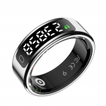 YurKem Smart Ring &Scaron;irdies ritmo kraujo deguonies ir kraujospūdžio matuokliai Vyrai Moterys Fitness Tracker Sport IP68 Neper&scaron;lampamas Bluetooth žiedas Size 11 (20.8mm) sidabras
