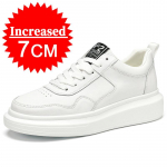 Prabangūs odiniai lifto batai vyrams, sportbačiai, auk&scaron;tį didinantys batai, nematomas 7 cm auk&scaron;tis, sportiniai batai, auk&scaron;tesni, lifto batai, balti batai 40