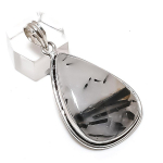 Black Rutile Gemstone Handmade 925 Sterling Silver Jewelry Pendant 2.05 g1n39