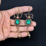 Malachito auskarai, papuo&scaron;alai, apvynioti 999 varine viela, dovana moterims, rankų darbo auskarai, brangakmenių papuo&scaron;alai 3.77 Inches