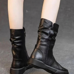 Didelio dydžio &scaron;ilti moteri&scaron;ki bateliai iki pusės blauzdos, apvaliu priekiu, moteri&scaron;ki pusiau auk&scaron;ti batai ant platformos, pavasaris 2024, patogūs ir eleganti&scaron;ki, &scaron;ik, kar&scaron;tas PU 36