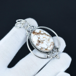 Laukinio žirgo jaspis pakabukas Brangakmenio pakabukas 925 svarų sterlingų sidabro pakabukas Eleganti&scaron;kas papuo&scaron;alas Rankų darbo pakabukas Gimtadienio dovana Jai Sidabro papuo&scaron;alai 6.5 Cm balta