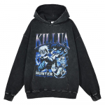 Japonų Anime HUNTER &times; HUNTER Killua Zoldyck Grafinis Spaudinys Su Gobtuvu Vyrams Moterims Skalbtos Medvilnės Hoodies Harajuku Unisex Megztinis XXL gray