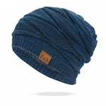 Naujos Unisex Slouchy žieminės kepurės Prideda Kailiu pamu&scaron;alu Vyri&scaron;kos ir Moteri&scaron;kos &Scaron;iltos Beanie Cap Kasdieninės etiketės Dekoro Žieminės megztos kepurės 55cm-60cm tamsiai mėlyna spalva