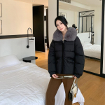 Rudens Žiemos Pa&scaron;iltinta &Scaron;ilta Parka Moterims Kasdieni&scaron;ka Miela Vientisos Spalvos Didelė Ki&scaron;enė Laisvo Kirpimo Striukės Vir&scaron;utiniai Drabužiai XXL juoda