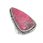 Natural Rhodonite Gemstone Handmade 925 Sterling Silver Jewelry Ring Size 8 z2b65