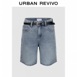 UR2025 Women's Belted Retro Washed Denim Shorts 27