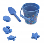 Vaiki&scaron;kas lauko silikoninis paplūdimio žaislų rinkinys, paplūdimio smėlio kasimo kastuvas, kūdikio maudymo ir vandens žaidimo įrankiai, ne&scaron;iojamas kibiras CHINA &scaron;viesiai žalios spalvos