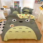 Naujas Anime Totoro patalynės komplektas Antklodės užvalkalas Patalynės komplektas Antklodės užvalkalas Pagalvės užvalkalas Antklodė Karali&scaron;ko dydžio Karalienės dydžio Berniukų Suaugusiųjų patalynės komplektas EU Twin 135x200cm gray