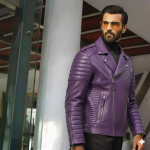 Avikailio Oda Motociklininko Vyri&scaron;kas Violetinis Rankų Darbo Nauja Striukė Tikras Biker Stilingas Laisvalaikio S violetinė