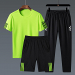 Trijų dalių sportinis kostiumas vyrams Summer New Trend sportiniai &scaron;ortai M žalia