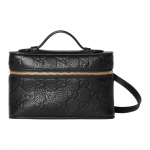 Gucci GG emblema Reguliuojamas peties dirželis Dvigubas užtrauktukas Oda su grūdėta tekstūra Mini peties/crossbody krep&scaron;ys Moteri&scaron;ki rankiniai krep&scaron;iai Juodas 815949-AAEEM-1000 Basic Set (Bag+Dust Bag)