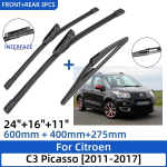 Citroen C3 Picasso 2011-2017 24 +16 +11 Priekiniai Galiniai Valytuvų &Scaron;luotelės Priekinio Stiklo Langų Pjoviklio Priedai 2016 2017 juoda