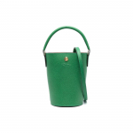 Longchamp &Eacute;pure 12 Trumpa rankena Užsegimas spaustuku Odinė kibiro formos rankinė Mini Moteri&scaron;kos rankinės Žalia 10213HYZ129 Basic Set (Bag+Dust Bag)