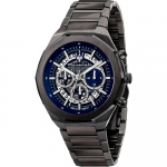 Maserati Stile Mėlynas Nerūdijantis plienas Antracito Spalvos Vyri&scaron;kas Skeletinis Kvarcinis Chronografas R8873642012 mėlyna