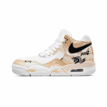 Nike Flight Legacy Pegasus Leather Abrasion Resistant Mid top Vintage Basketball Shoes Men's Ecru BQ4212-101(Team1068-) 41