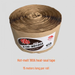 Kilimų &scaron;ilumai jautri siūlių juosta: Vienpusė/dvipusė lipni kar&scaron;to lydalo juosta kilimų klojimui 180 Hot Tape [15m/Roll] beige