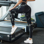 Besiūliai marginti sportiniai tamprės fitnesui, jogai, moteri&scaron;ki liekninantys auk&scaron;to juosmens leginsai, kelnės, moteri&scaron;ka mada, pakeliantys sėdmenis, bėgiojimui, jogai, leginsai 25600 L juoda