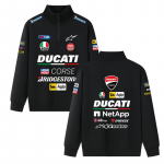 Ducati Corse MotoGP lenktynių pusiau užtrauktuku džemperis, vyrams ir moterims, juodas, oversized, gatvės stiliaus megztinis su pilnu rėmėjų spaudiniu L black