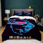 Mr Beast Antklodės užvalkalų rinkinys Lovos patalynės komplektas Antklodės užvalkalas Žaibas Lengvas Katė &Scaron;velnus 3 dalys Su užtrauktuku EU Twin(135x200cm)&set