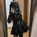 Lolita Jirai Kei Cosplay Kostiumas Y2k Kawaii Seksualūs Nugarą Atsidengiantys Nėriniai Mar&scaron;kiniai Gotikiniai Klostyti Mini Sijonai Anime Saldus Moteri&scaron;kas Stiliaus Apranga M black