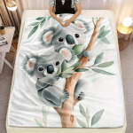 Mielas koalos me&scaron;kinas medis eukalipto lapai pledas kūdikiai gyvūnai Australijos laukinė gamta mink&scaron;tas flanelės pledas darželio dekoras vaikų miegamasis 130x150cm51x59in gray