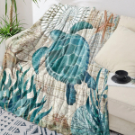 Vėžlys Mėlyna Jūra Burbuliukai Mesti Antklodė &Scaron;ilta Mikropluo&scaron;to Flanelinė Antklodė Miegamojo Dekoras Antklodės Lovoms 75x100cm (30x40inch) gray