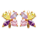 Les Tr&eacute;sors De Lily [D7356] - Boucles plaqu&eacute; or 'Chevrefeuille' Rose Mauve dor&eacute; - 11x12 mm
