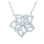 Les Tr&eacute;sors De Lily [J7816] - Collier Argent 'Flora' blanc argent&eacute; (rhodi&eacute;) - 25x23 mm